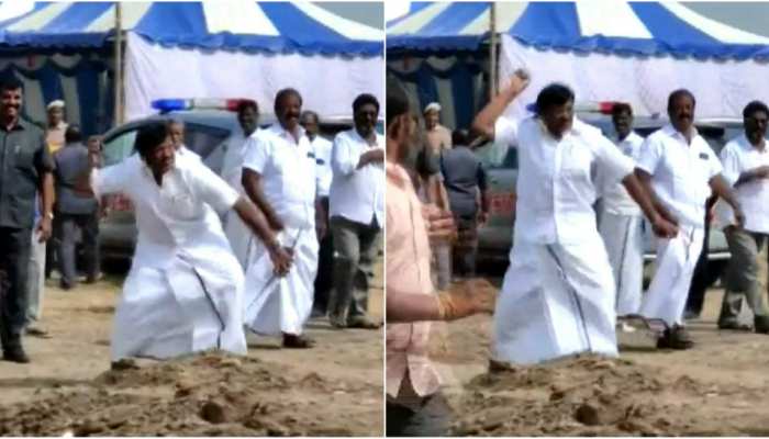  मंत्री को आया गुस्सा, बरसाने लगे पत्थर, वीडियो हो रहा वायरल