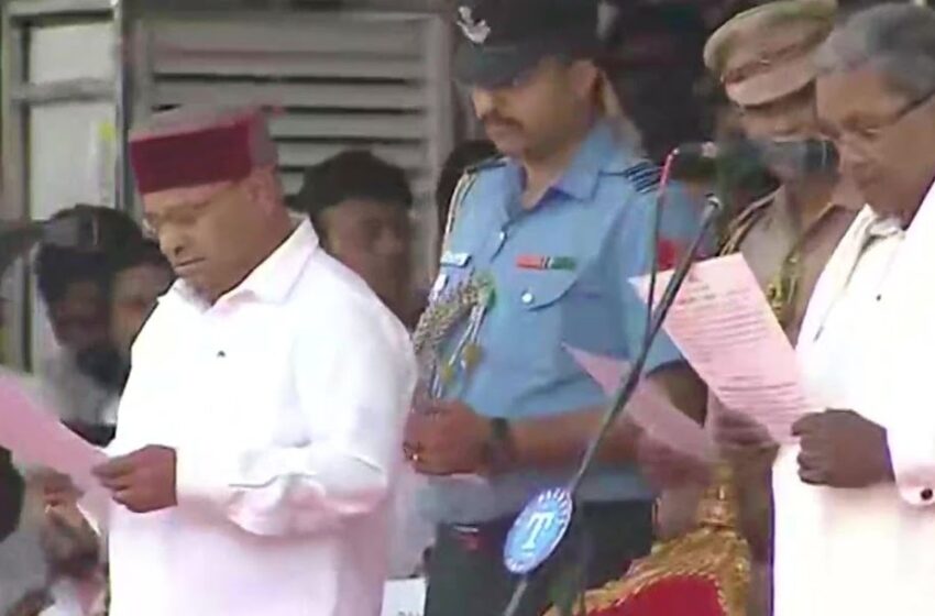  कर्नाटकः सिद्दारमैया ने मुख्यमंत्री और डीके शिवकुमार ने डिप्टी सीएम पद की शपथ ली, 8 विधायकों को दिलाई जा रही मंत्री पद की शपथ