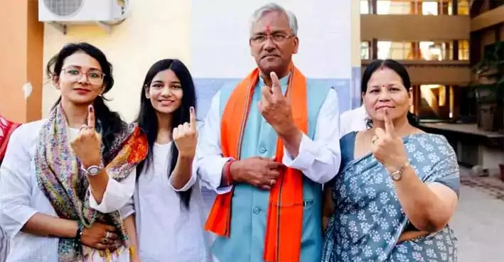  हरिद्वार लोकसभा क्षेत्र : त्रिवेंद्र रावत ने किया मतदान