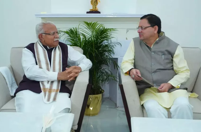  उत्तराखंड के मुख्यमंत्री धामी ने केंद्रीय विद्युतमंत्री मनोहर लाल से की भेंट