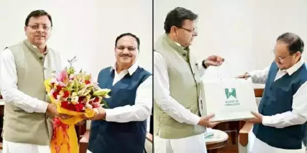  नई दिल्ली में जेपी नड्डा से मिले धामी, दी बधाई