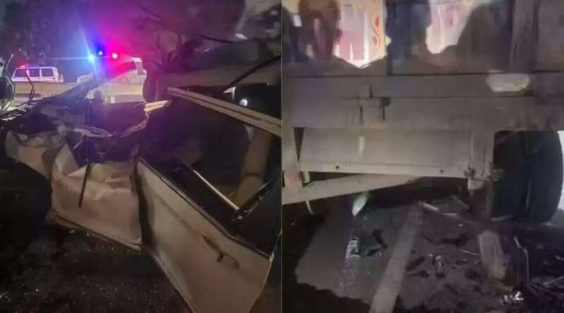  भीषण सड़क हादसे में चार लोगों की दर्दनाक मौत, कार के परखच्चे उड़े