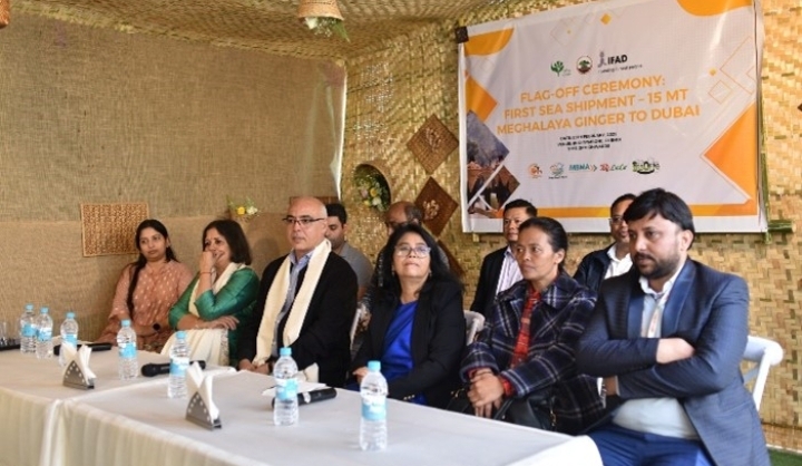  पहली बार, 15 मेट्रिक टन मेघालय अदरक को समुद्री मार्ग से दुबई के लुलु ग्रुप को निर्यात किया गया है