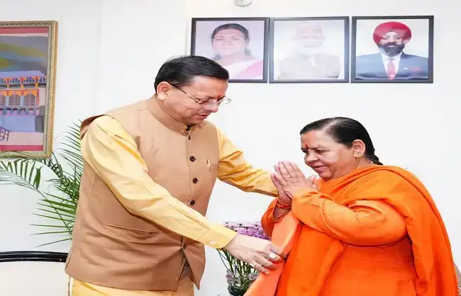  उमा भारती ने मुख्यमंत्री धामी से की मुलाकात