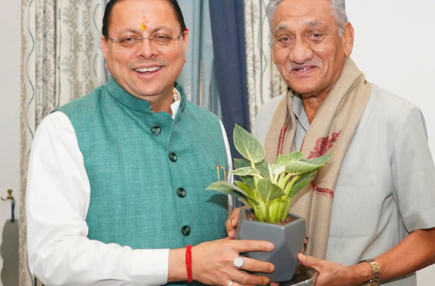  मुख्यमंत्री पुष्कर सिंह धामी से पूर्व मुख्यमंत्री विजय बहुगुणा की शिष्टाचार भेंट